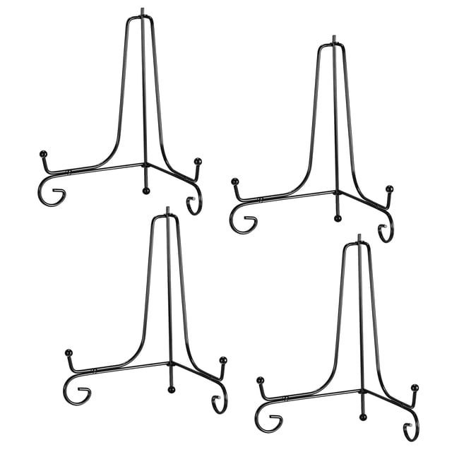 Unique Bargains 4Pack 8 Inch Plate Stands for Display Iron Folding Easel Plate Holders, Black