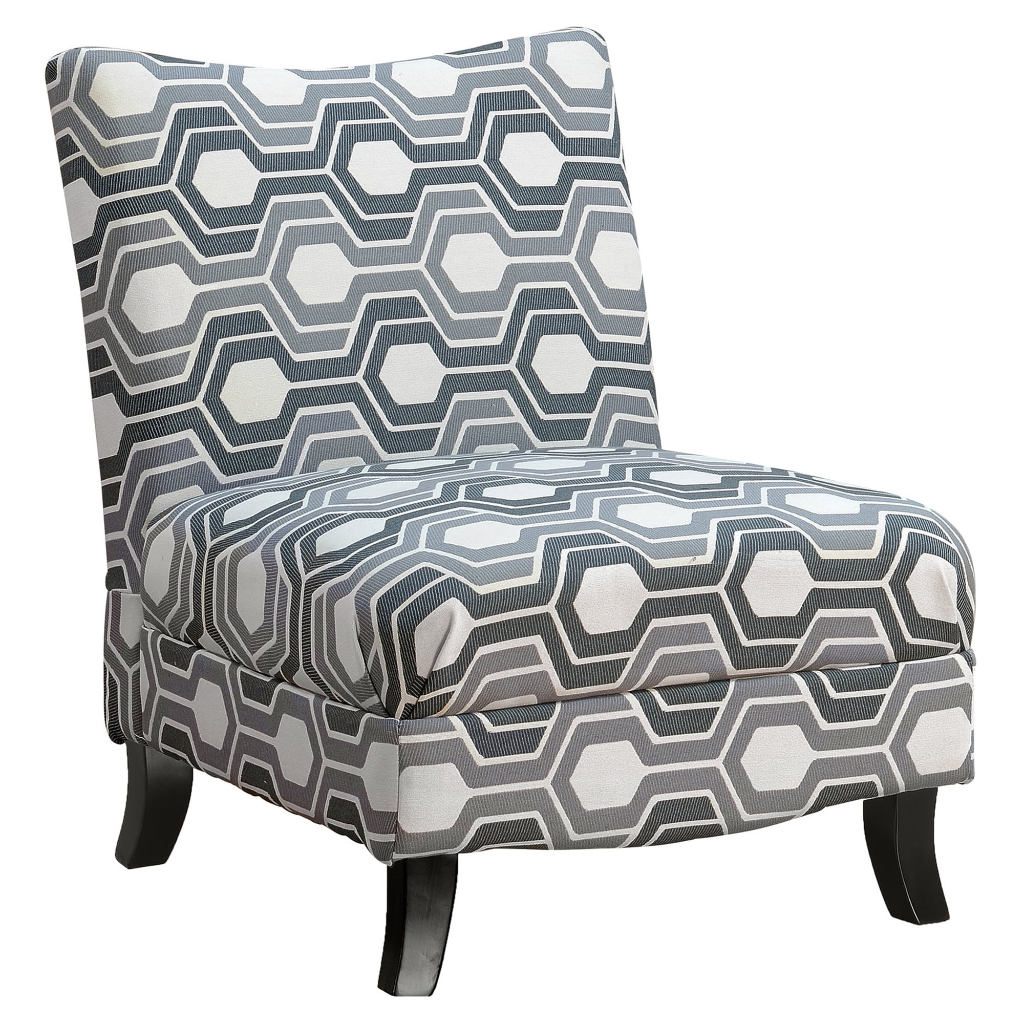 33" Gray Geometric Upholstered Transitional Accent Armless Chair