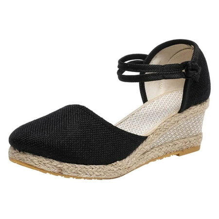 

Womens Wedge Sandals Espadrille Platform Sandals Comfortable Lightweight Open Toe Ankle Strap Sandals Fashion Ladies Crochet Summer Shoes Bow Knot Fish Mouth Footwear