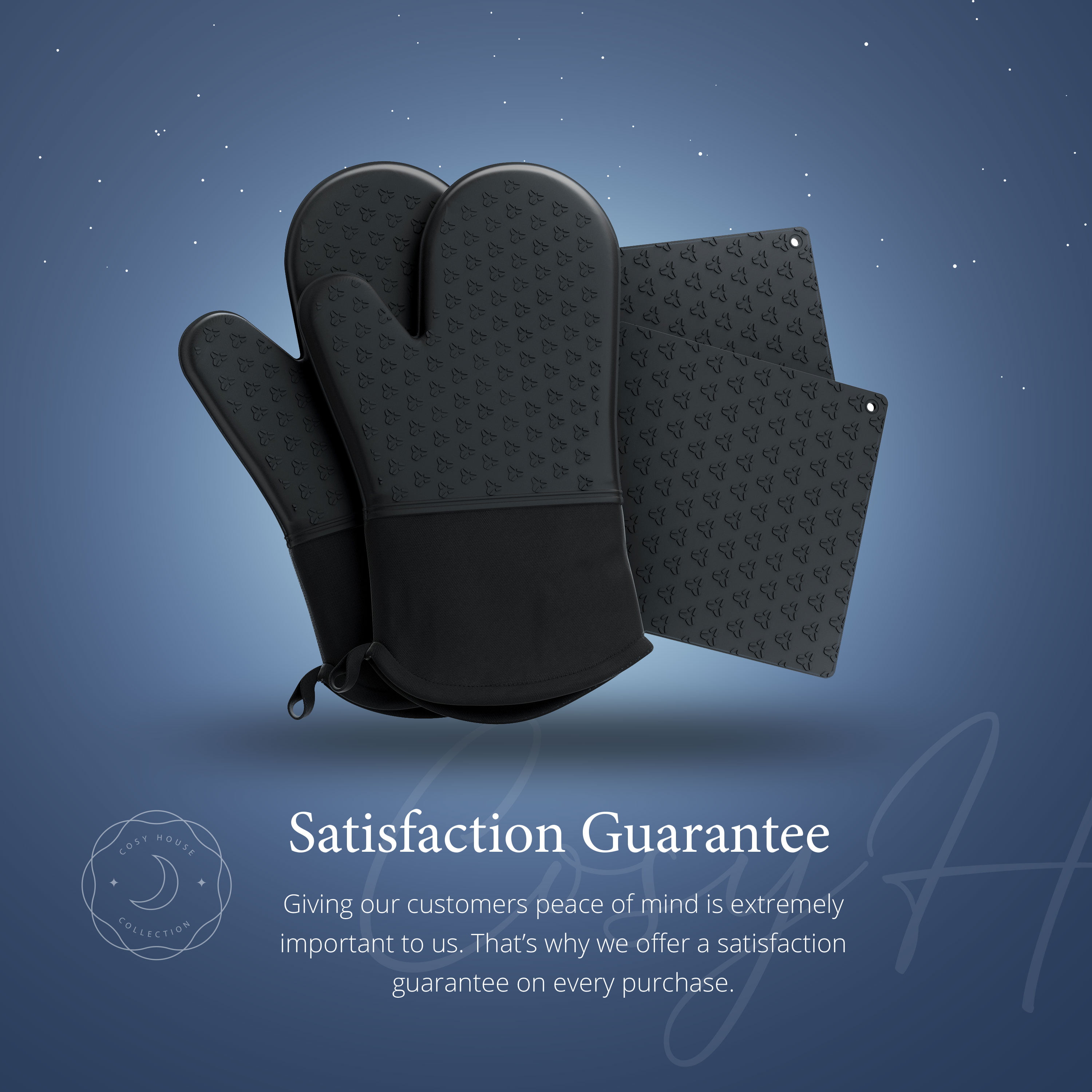 Oven Mitts with Hot Pads Potholders Set Silicone Gloves 500℉ High Heat  Resistant