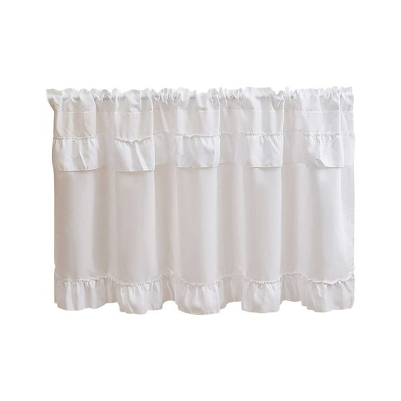 SLYNSHome Short Curtains Half Window Curtains for Bedroom,18 inch Rod Pocket Privacy Drapes Curtains for Kitchen - White - 1 Panels