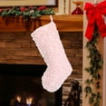 thumbnail image 6 of 19-Inch Plush Christmas Stocking - Jumbo Fleece Gift Bag with Hanging Loop, Rustic Holiday Decor for Fireplace/Tree, Classic Patterned Family Stockings Set, 6 of 6