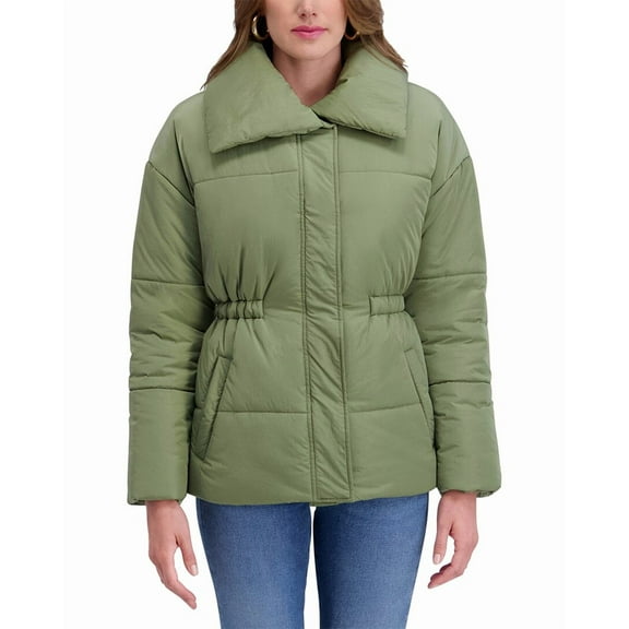 Kensie womens  Crinkle Puffer Jacket, XL, Green