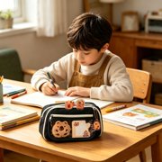 Cute Capybara Pencil Case Capybara College Supplies Large Capacity Wide Opening Mouth Pencil Pouch with Cute Pins Sticker Pendant Cute Stationery