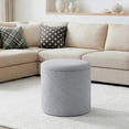 thumbnail image 1 of Ottoman Rond en Bouclé de 17 Pouces avec Rangement - Table Basse Ottoman Pliable pour Salon et Chambre - Gris, 1 of 7