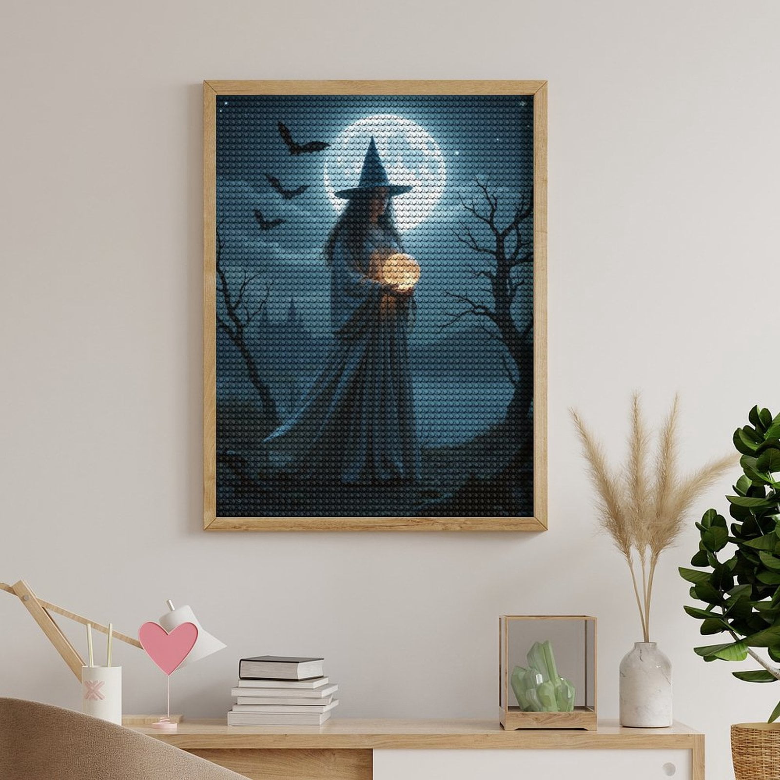 Diamond Art Kits for Adults - Moonlit Witch Night Scene 5d Diamond Painting for Adults, Diamond Art for Adults Beginners, Frameless Diamond Painting Kits for Adults for Home Wall Decor