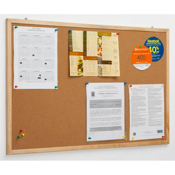 Cork Pin Boards 351/2”w x 235/8”h x 3/4”d Natural Finish Wood Frame