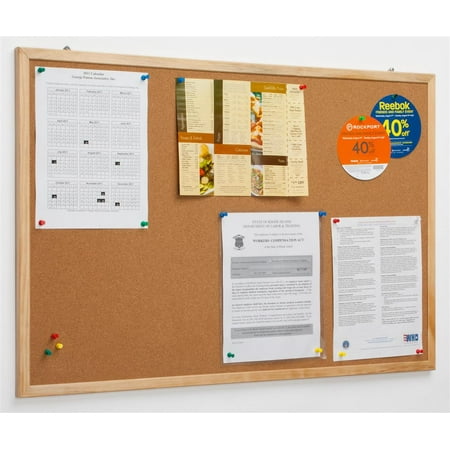 Outdoor Bulletin Board Plans Cork Pin Boards 35-1/2”w x 23-5/8”h x 3/4”d Natural Finish Wood Frame Bulletin Displays with 33-3/4”w x 22”h Surface – Wall Mount Corkboards Features a Self-Healing Surface (SVWCB6090) ()