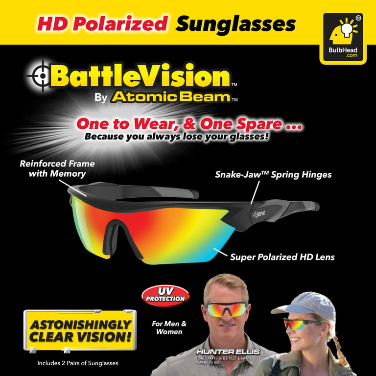As Seen On TV BattleVision HD Polarized Sunglasses 2 Pairs, Eliminate Glare  