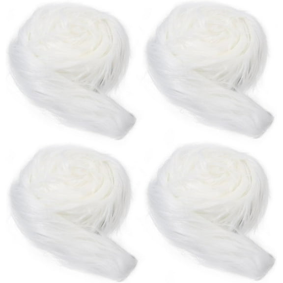4pcs 2 * 59inch White Fur Fabric Trim for DIY Gnomes Beard Fur Fabric Shaggy Furry Fabric Fluffy Fabric Fur for Dwarf Beard Clothing Decoration White 1set