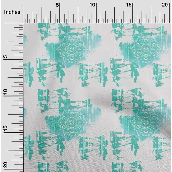 oneOone Cotton Jersey Aquamarine Green Fabric Texture & Mandala Watercolor Diy Clothing Quilting Fabric Print Fabric By Yard 58 Inch Wide