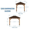 thumbnail image 3 of Backyard Discovery Barrington 12' x 10' Cedar Wood Gazebo, Galvanized Steel Roof, PowerPort, 3 of 12