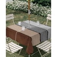 thumbnail image 2 of Outdoor Tablecloth with Umbrella Hole, Brown Grey Spillproof Waterproof Outdoor Table Cover, Vintage Stripe Farmhouse Wood Grain Ombre Patio Tablecloths for Party/Garden/Picnic, Square 54"x54", 2 of 9