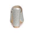 thumbnail image 2 of BLISSFUL STEP Women's Glitter Slip on Mules Chunky Heel Sandals Silver 10, 2 of 6