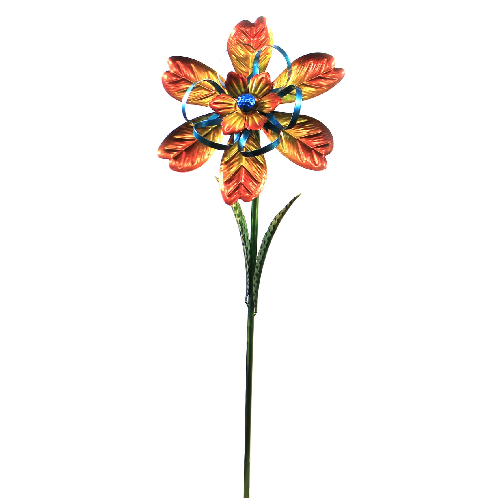 Regal Art and Gift 12163 Orange Flower Spinner Garden Stake Lawn