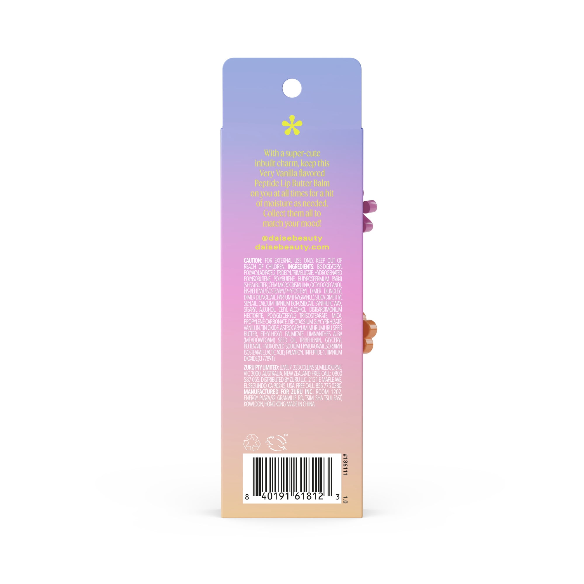 DAISE Peptide Lip Butter Balm in Very Vanilla, Nourishing & Hydrating, 15 ml