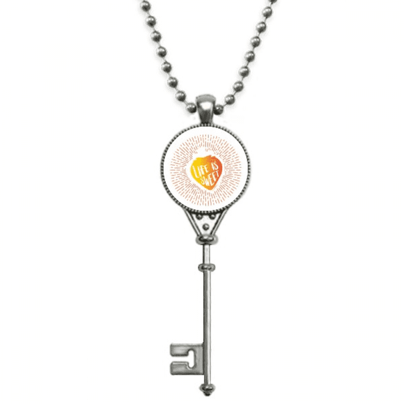 Sweet Line Strawberry Life Pendant Vintage Necklace Silver Key Jewelry