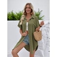 thumbnail image 3 of jinghuiyue Womens Swimsuit Cover Up Shirt Dress Button Down Short Sleeve Beach Bathing Suit Coverup S, 3 of 7