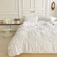 thumbnail image 5 of Rustic French Style Textured Flower Pinch Pleated White Duvet Cover Set Solid Luxury Bedding Sets,King Size, 5 of 5