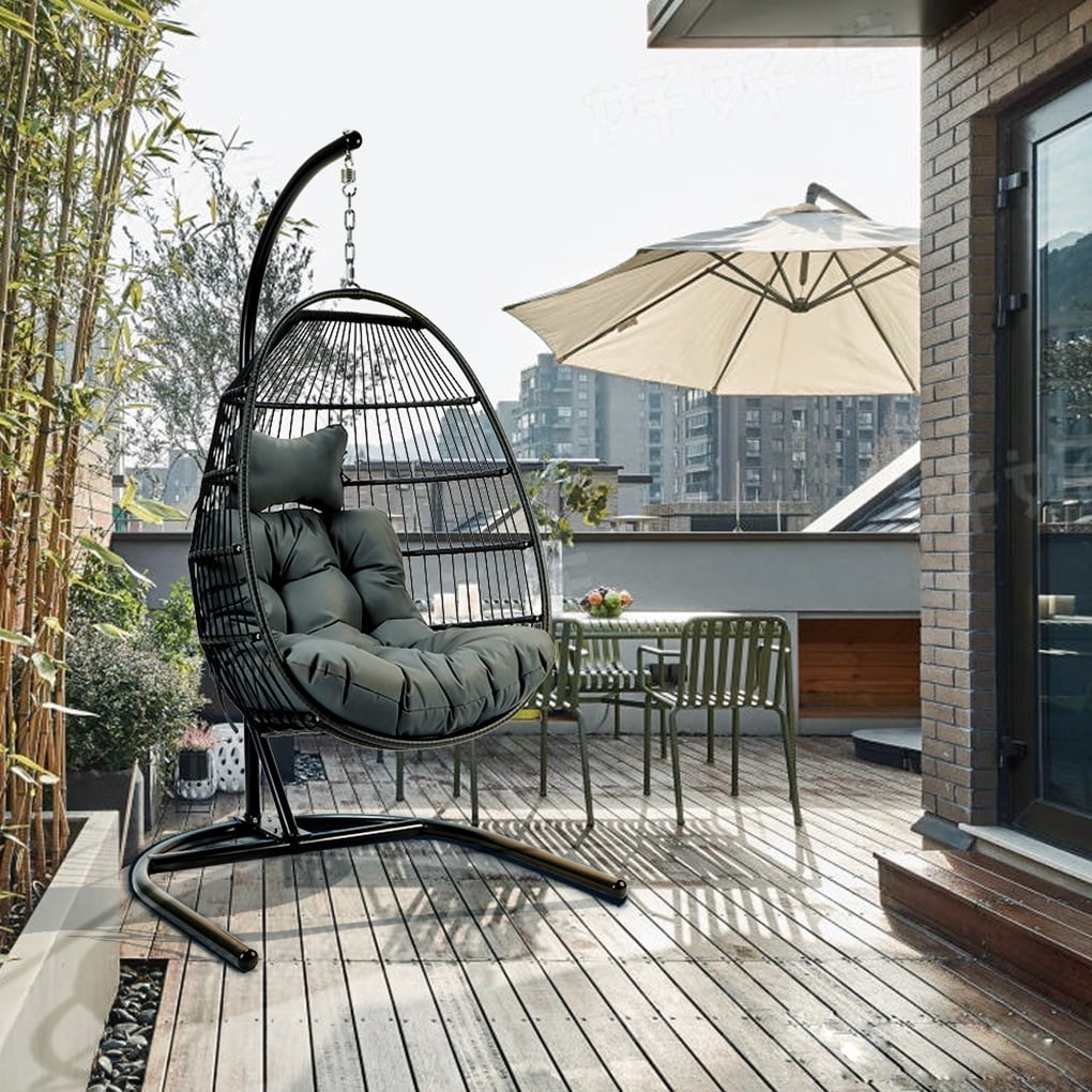 Single Rattan Wicker Swing Chair 3.0mm Thicken Steel Pipe Swing Chair Indoor Outdoor Furniture