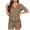 Brown, variant on Women's Button Front Pajama Set - Lapel Short Sleeve, Loose Fit & Soft Fabric with Relaxed Pants