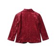 thumbnail image 6 of inhzoy Kids Boys Shiny Sequins Suit Blazer One Button Formal Tuxedo Jacket Burgundy 12, 6 of 8