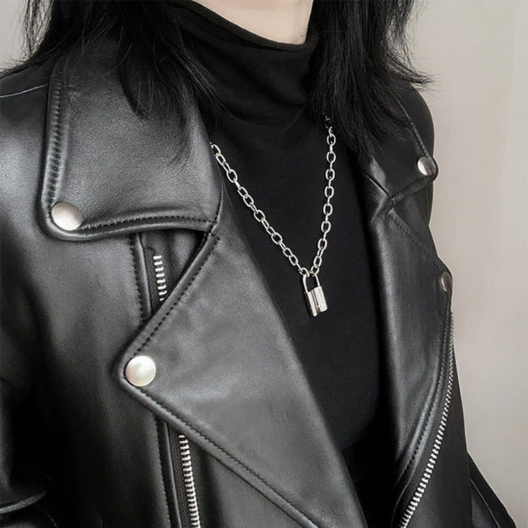 keusn pendant leather gothic men punk women party moon necklace