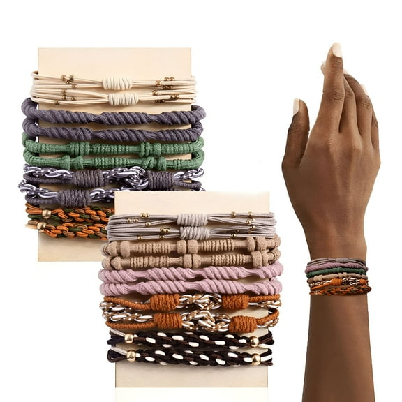 VANIDO Elastic Hair Ties for Women 20Pcs Boho Hair Ties Bracelets for Girls Thick Hair/Ponytail Holders No Damage Rubber Hair Band