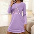 thumbnail image 2 of Wensltd Women's Short Sleepshirts Stylish Long Sleeve Round Neck Christmas Home Wear Nightgown S-XXL, 2 of 6