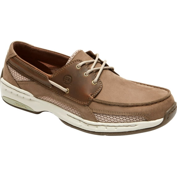 Men's Dunham Captain Mesh Boat Shoe Two Tone Taupe Leather 13 B