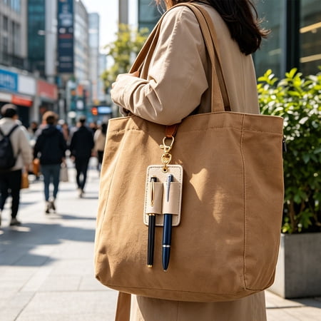 Double Pen Holders Keychain Detachable Double Slot Pen Clip Portable Pen Sleeve Organizer for Office Workers Travelers and Daily Commuters