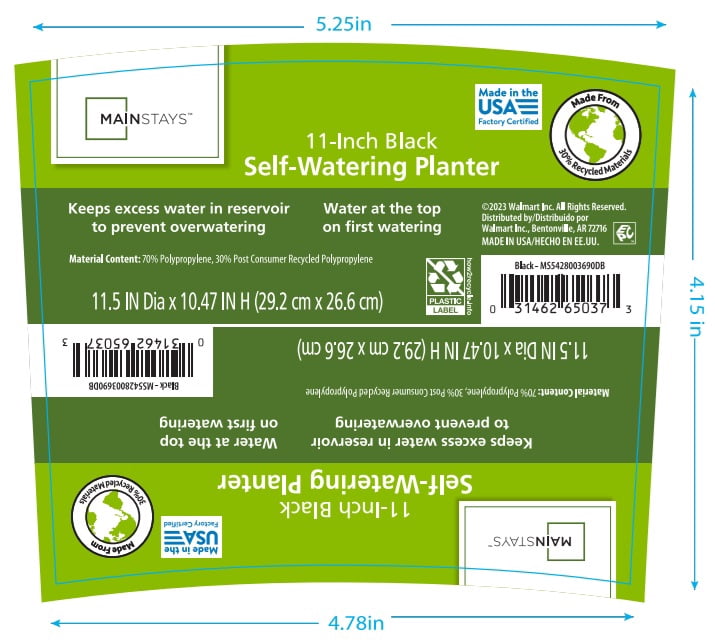 (2 pack) Mainstays Self-Watering 11in Resin Black Planter