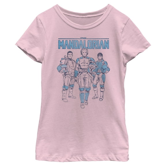Girl's Star Wars: The Mandalorian Retro Distressed Bo-Katan Koska and Axe  Graphic Tee Light Pink Large