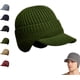 thumbnail image 1 of Gorro de punto elástico con protección para las orejas para hombres, gorro de punto grueso con forro polar grueso de invierno con visera (verde), 1 of 3