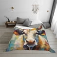 thumbnail image 6 of KLL Oil Painting Flower Cow Print Fleece Throw Blanket, Horizontal Fleece Bedding Cute Soft Blankets Comfy Fleece Flannel Plush Home Decor for Couch & Bed -40"x30", 6 of 9
