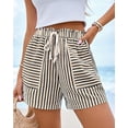 thumbnail image 3 of FreshPretty Casual Striped Shorts for Women Spring Summer Elastic Waist Y2K Lounge Vacation Beach PJ Bottoms Clothes, 3 of 9
