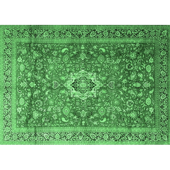 Ahgly Company Indoor Rectangle Medallion Emerald Green Traditional Area Rugs, 2' x 4'