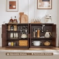 thumbnail image 5 of Buffet Cabinet with Storage, 31.5" Tall Wooden Arched Sideboard Cabinet with/Adjustable Shelf, Fluted Accent Cabinet for Dining Room, Kitchen, 5 of 9