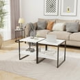thumbnail image 2 of Patiojoy Square End Table Simple Style End Table with Adjustable Storage Shelf Sturdy Metal Frame Modern Nightstand 2pcs, 2 of 8