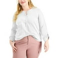 thumbnail image 5 of Style & Co Plus Size Cotton Roll Tab Henley Top Bright White 2X, 5 of 5