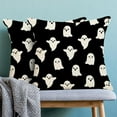 thumbnail image 4 of Halloween Decor Pillow Covers 18x18 Set of 2 Black Cute Ghost Throw Pillow Covers Halloween Decoration Pillow Covers for Halloween Home Decorative Cushion Case for Couch Sofa., 4 of 6