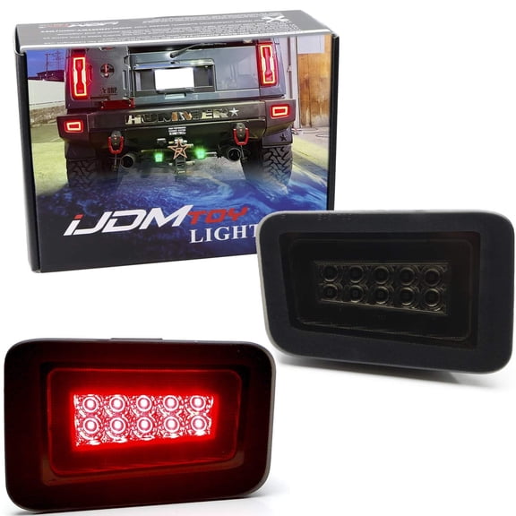 Black-Out Smoked Lens Rear Bumper Reflectors Replace Full LED 2-In-1 Tail Brake Light Kit For 2005-2009 Hummer H2