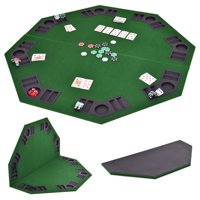 Costway 48'' Octagon 8 Player Folding Poker Table Top & Carrying Case Green Portable