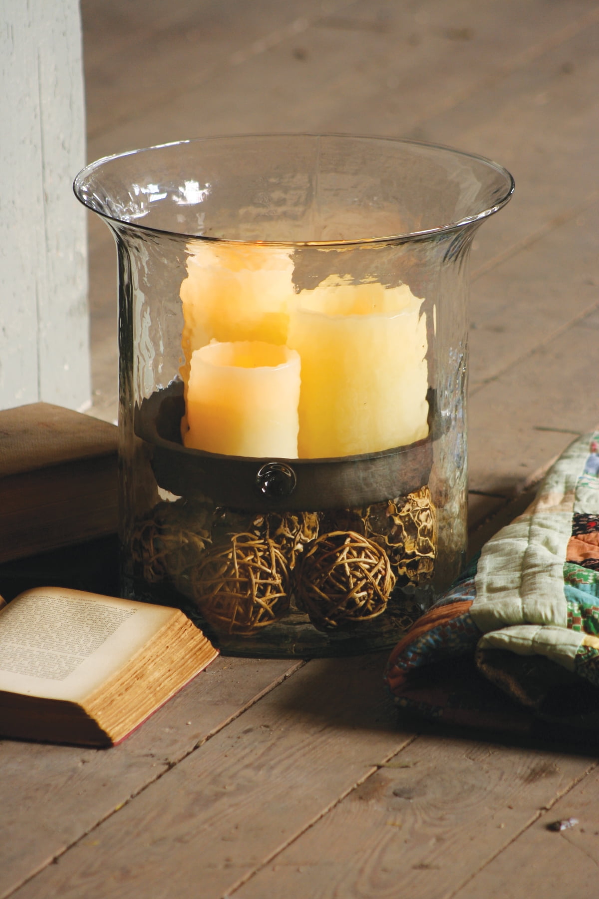 GwG Outlet Giant Glass Candle Cylinder with Rustic Insert CV1060
