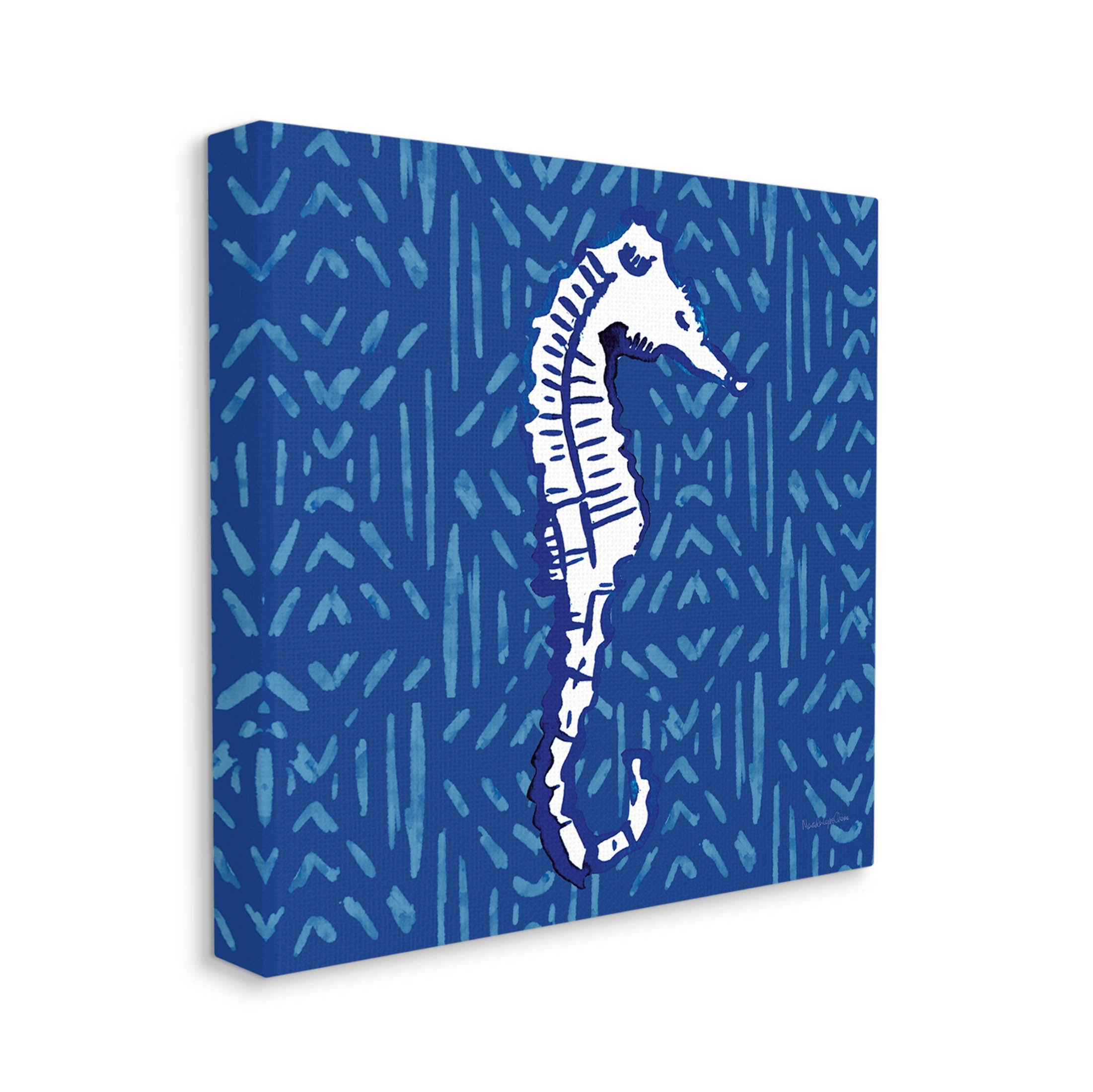 Stupell Industries Aquatic Seahorse Marine Life Pattern Graphic Art Gallery Wrapped Canvas Print Wall Art, Design by Mercedes Lopez Charro