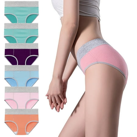 ATOYSOY Women s Stretchy Solid Lace Panty Teens Comfy Mid Waist Underpants Shapewear Control Briefs Classic Briefs Hip Lifting Cotton Panties  6 Pack Clearance Multipack Pink XXXL