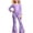 Purple, variant on Ticikt Girls Shiny Metallic Crewneck Unitard Long Sleeve Zipper Back One Piece Bodysuit