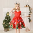thumbnail image 2 of Fesfesfes Toddler Girls Cute Christmas Dress Sets Santa Claus Print Bow Satin Cloth Sets Birthday Party Gown Long Dresses Spring Saving, 2 of 9