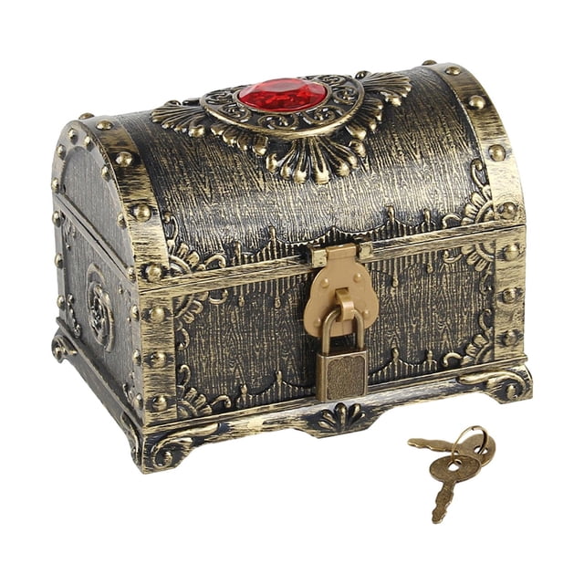 Cofre del tesoro pirata Caja de almacenamiento de cofre pirata Cofre del tesoro pirata multifunción Bronce