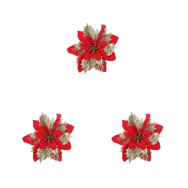 Cateissary Flor de Navidad Decoración artificial Cabezas de flores Adornos de árbol de Navidad Type4 NO4
